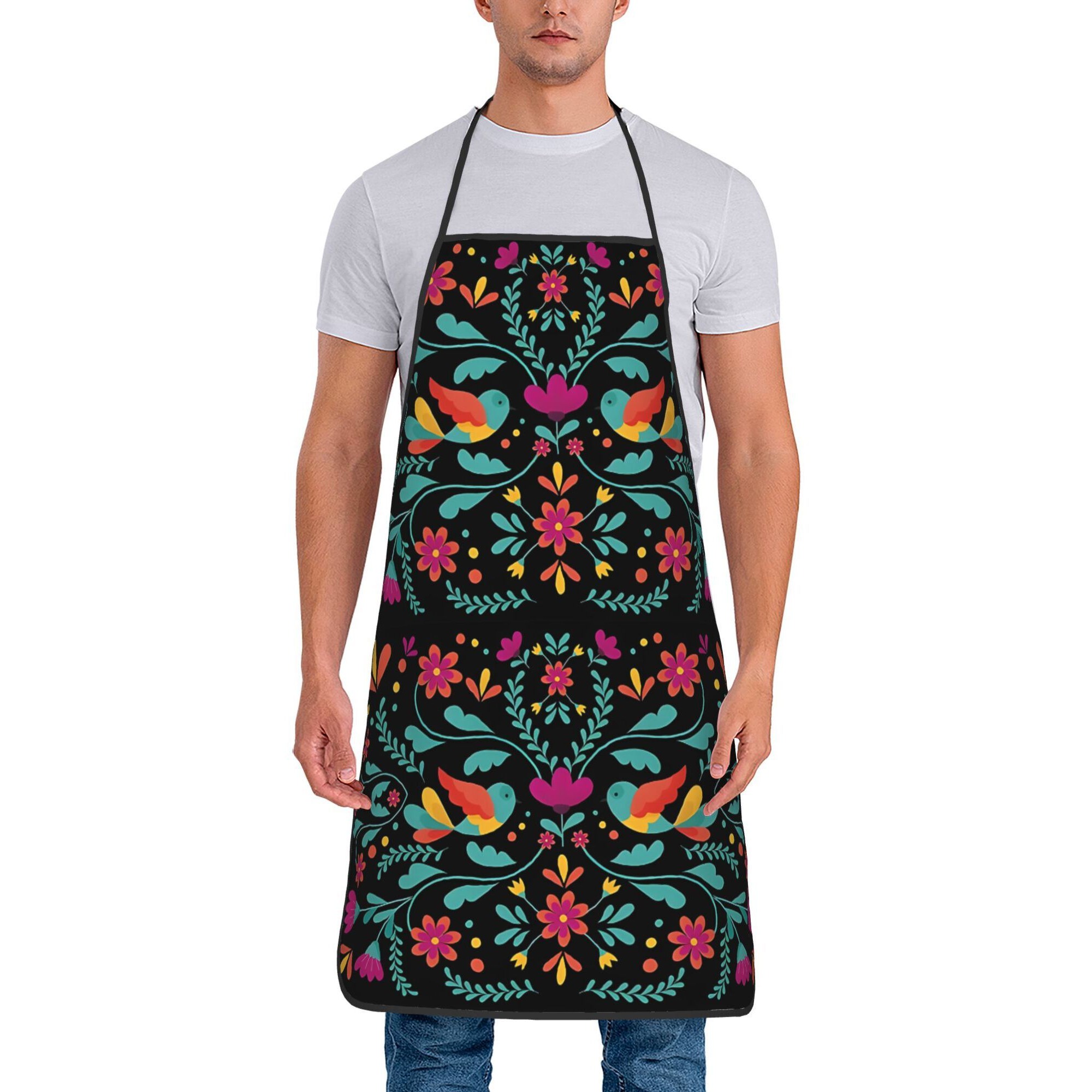 Home Cooking Restaurants - Delantal vibrante con estampado floral azteca