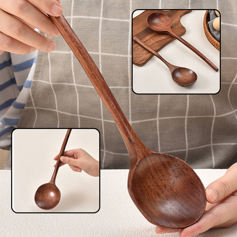 Home Cooking Meals - Cuchara de madera de mango largo