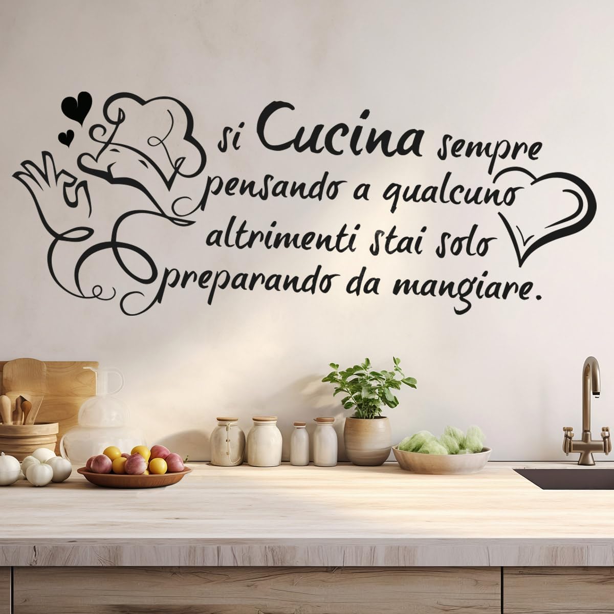 Home Cooking Meals - Pegatina de pared con cita de