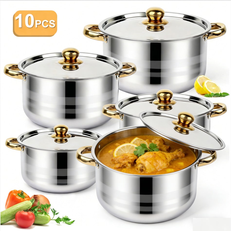 Home Cooking Restaurants - Juego de ollas de acero inoxidable,